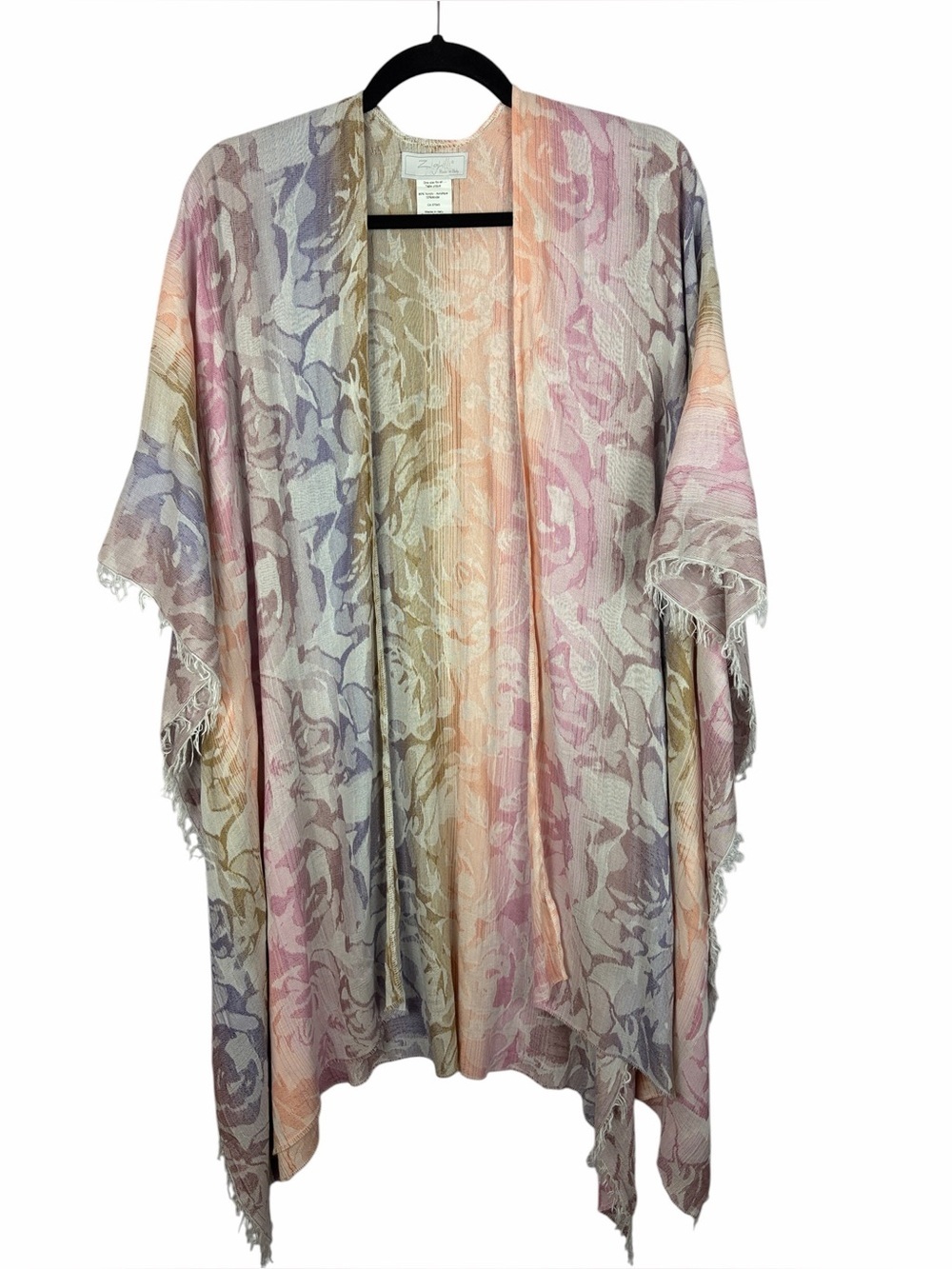 Zighilli Made in Italy Pastel Floral Wrap Shawl Ruana One Size Lightweight